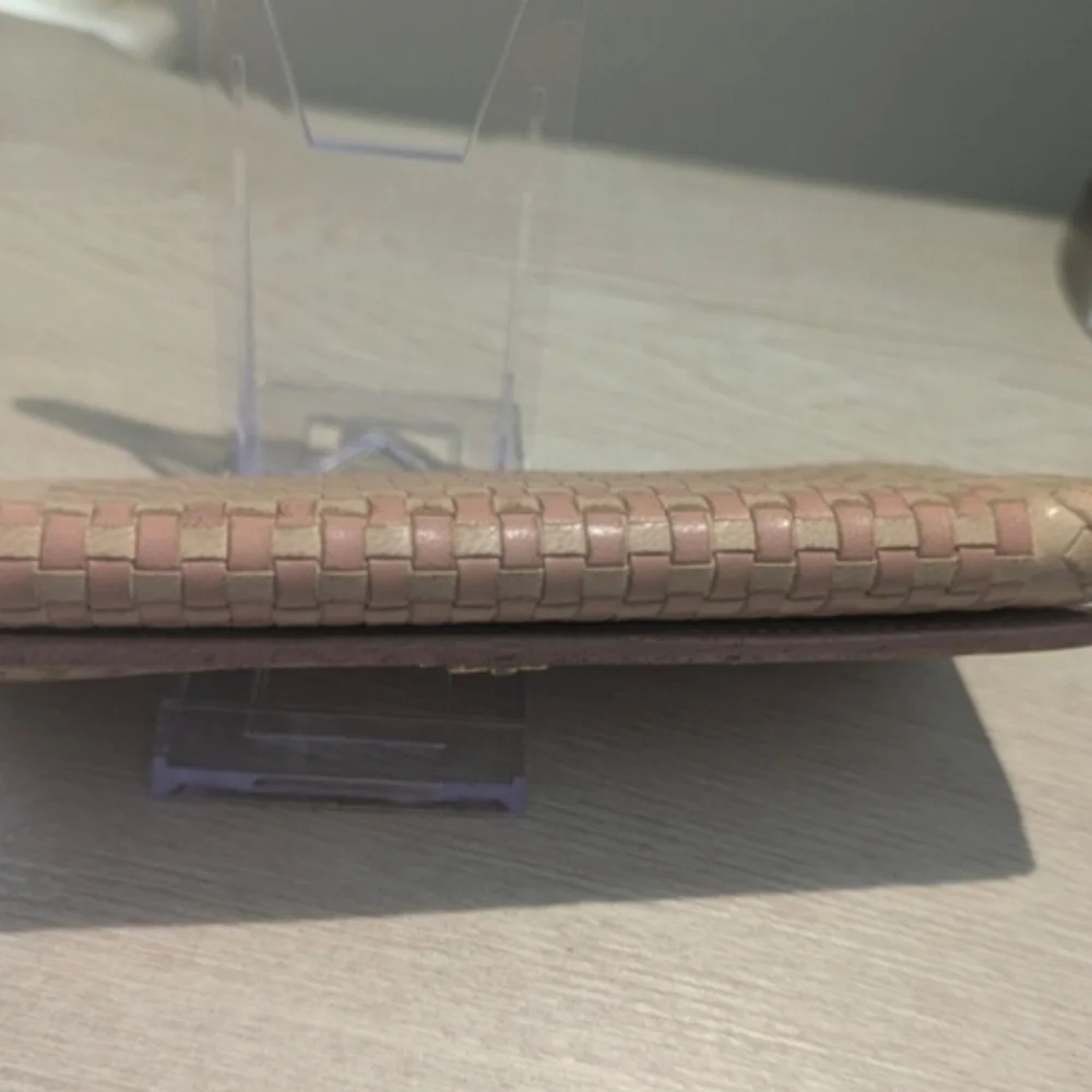 Prada Madras Woven Leather Continental Wallet in Blush Pink With COA